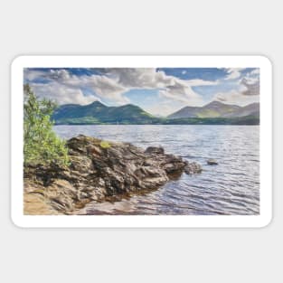 Looking Across Derwentwater Digital Art Sticker